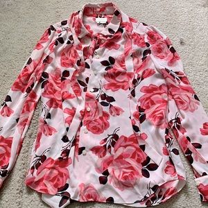 Kate Spade New York Size Large Floral Long Sleeve Button Up